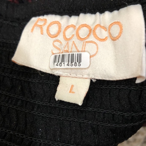 Rococo Sand Maxi Dress Size Large Red Black Gold Metallic Floral Ruffle Tiered - Picture 6 of 9